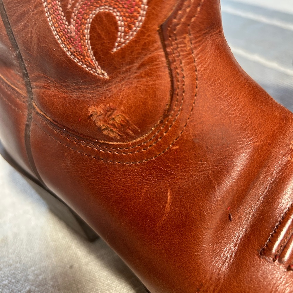 Ariat Brown Western Boots with Red Stitching - Picture 8 of 8